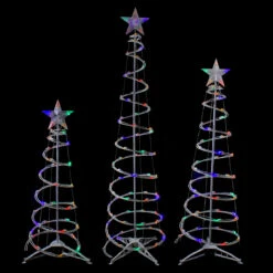 Set Of 3 LED Lighted Multi-Color Outdoor Spiral Christmas Cone Trees 3', 4', And 6' -Xmas Trees Shop northlight ys92338 2 57110.1667531699
