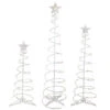 Set Of 3 LED Lighted Warm White Outdoor Spiral Christmas Cone Trees 3', 4', And 6'