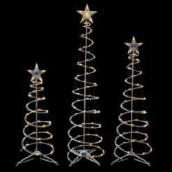Set Of 3 LED Lighted Warm White Outdoor Spiral Christmas Cone Trees 3', 4', And 6' 6 Set Of 3 LED Lighted Warm White Outdoor Spiral Christmas Cone Trees 3', 4', And 6' -Xmas Trees Shop northlight ys92339 2 86248.1667534304