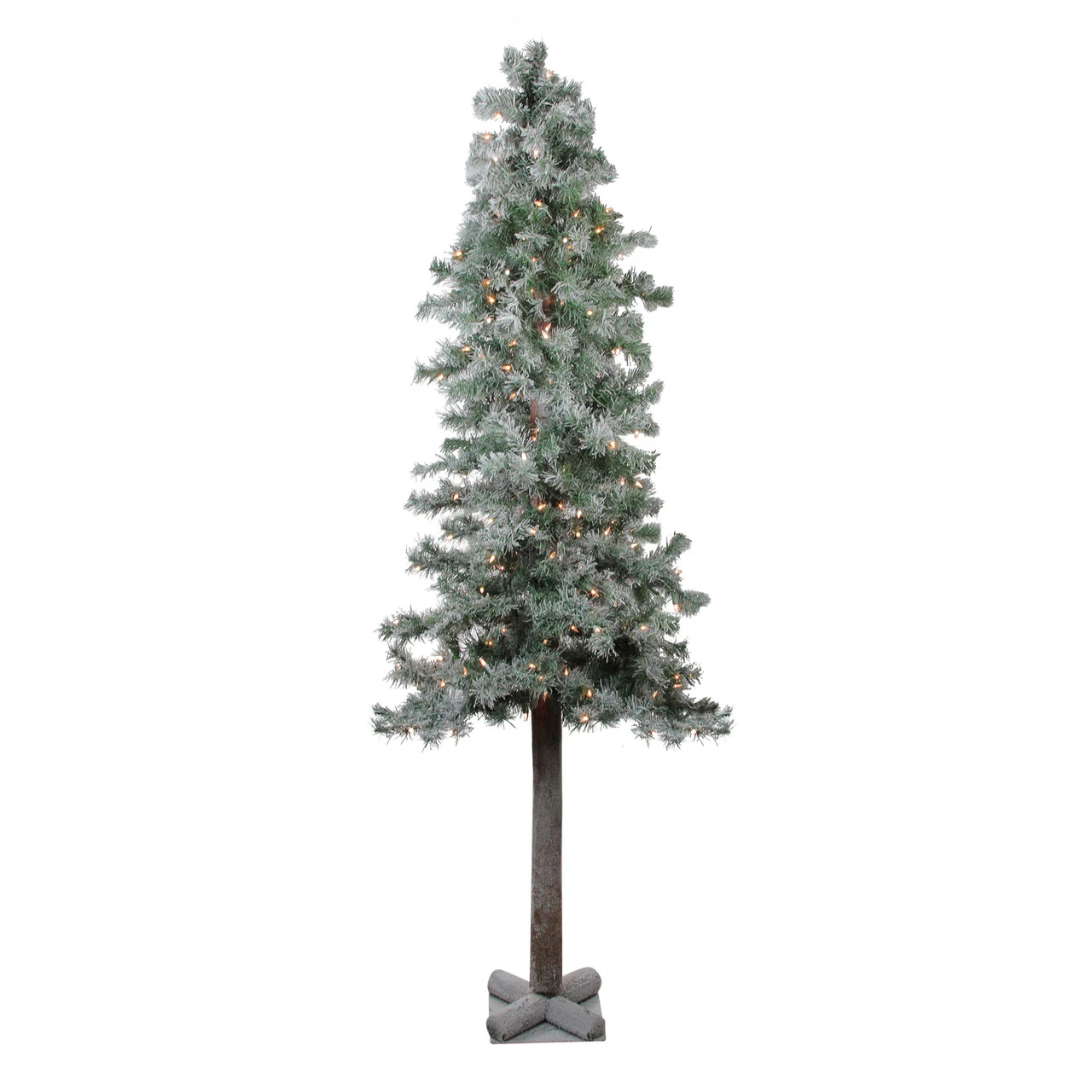 6ft Lightly Flocked Glittered Woodland Alpine Artificial Christmas Tree - Clear Lights 1 6ft Lightly Flocked Glittered Woodland Alpine Artificial Christmas Tree - Clear Lights