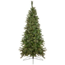 7.5' Pre-Lit Slim Canyon Pine Half Wall Artificial Christmas Tree - Clear Lights