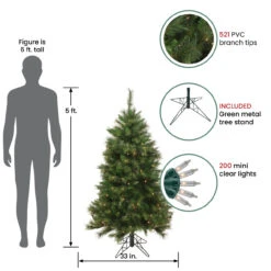 5' Pre-Lit Green Medium Canyon Pine Artificial Christmas Tree, Clear Lights -Xmas Trees Shop northlight ytc509 gr 4 72723.1667264737