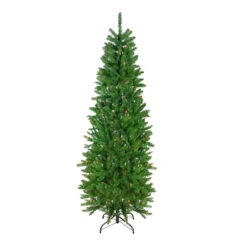 6.5' Pre-Lit Pencil River Fir Artificial Christmas Tree - Multicolor Lights