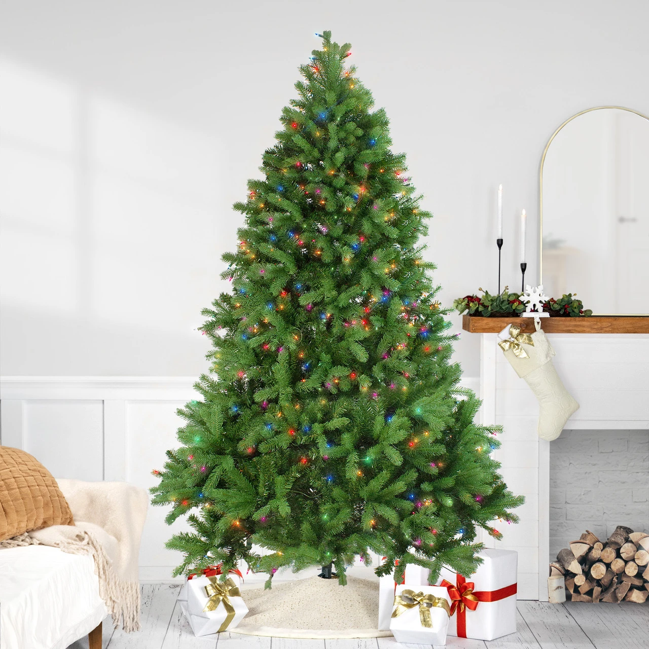 7.5' Pre-Lit Noble Fir Full Artificial Christmas Tree - Multi-Color Lights 1 7.5' Pre-Lit Noble Fir Full Artificial Christmas Tree - Multi-Color Lights