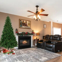 7.5' Pre-Lit Manchester Pine Instant Connect Artificial Christmas Tree, Dual LED Lights -Xmas Trees Shop northlight z94430 5 52117.1668089865