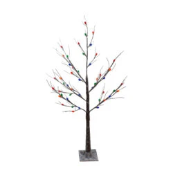 4' Pre-Lit LED Brown Artificial Christmas Tree- Multi-Colored Lights