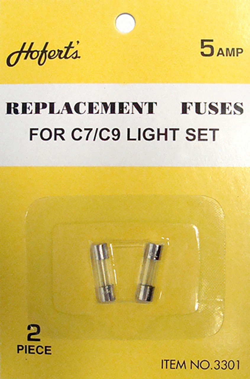 5 Packs Of 2 Ct HOF 3301 Clear Replacement Fuses For C7 Or C9 Light Strings - 5 Amps 1 5 Packs Of 2 Ct HOF 3301 Clear Replacement Fuses For C7 Or C9 Light Strings - 5 Amps
