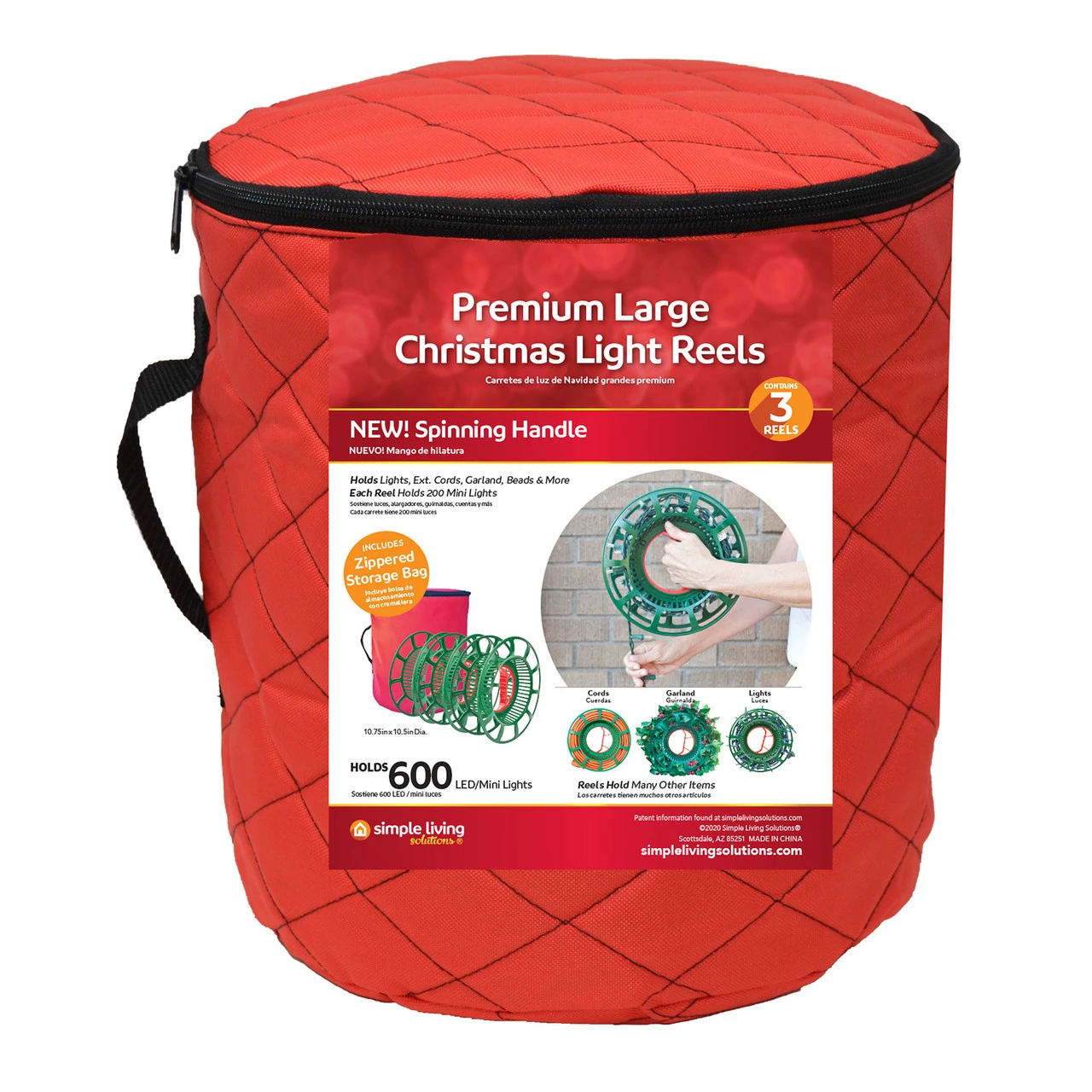 3 Reel Red Christmas Light Set Quilted Storage Bag 6 3 Reel Red Christmas Light Set Quilted Storage Bag - Image 6