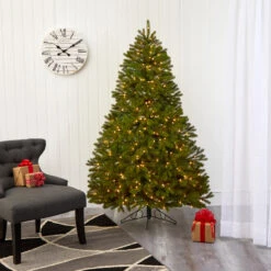 6' Pre-Lit Cambridge Flat Back Artificial Christmas Wall Tree, Warm White LED Lights -Xmas Trees Shop t1438 7 17452.1667528960