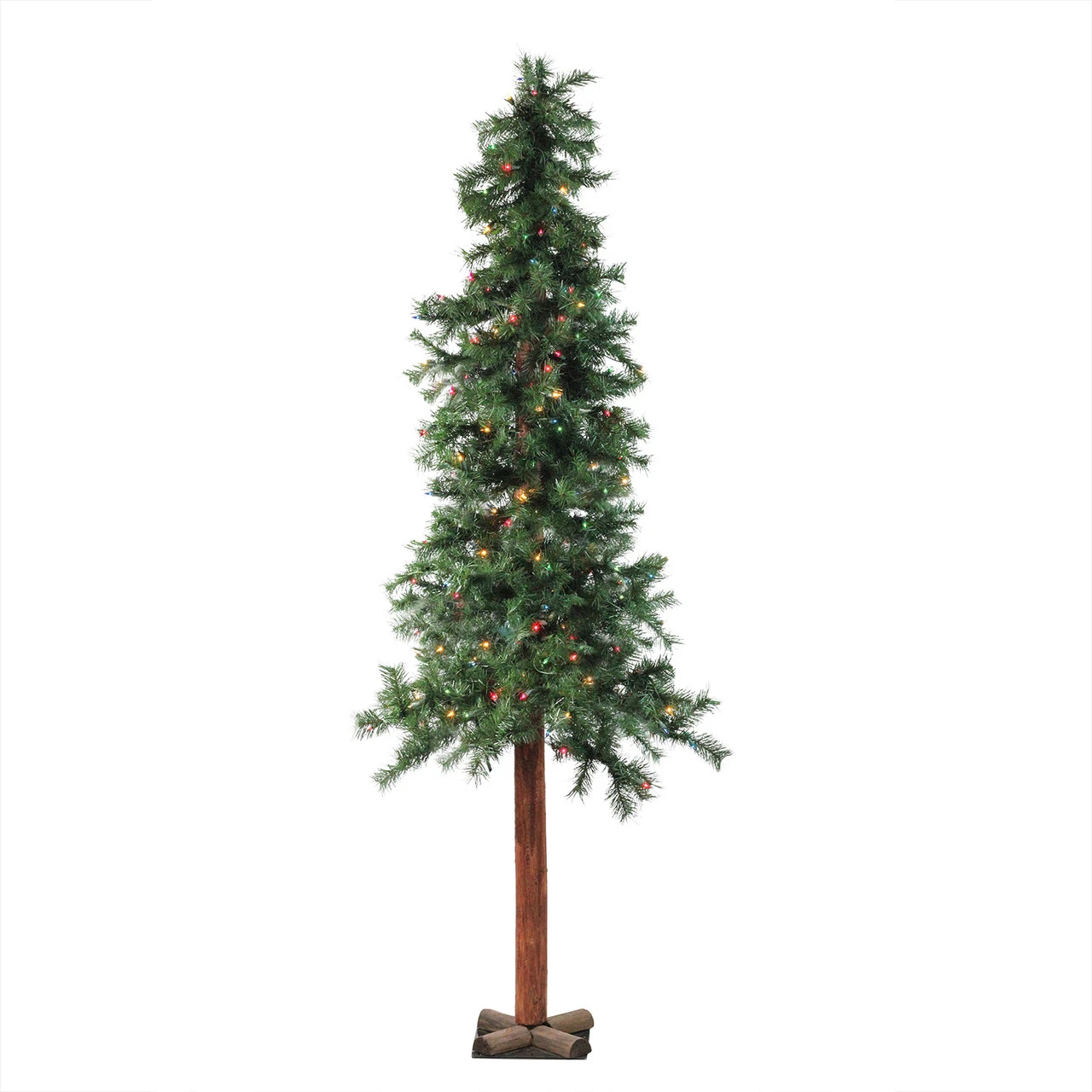 7' Pre-Lit Slim Traditional Woodland Alpine Artificial Christmas Tree - Multicolor Lights 1 7' Pre-Lit Slim Traditional Woodland Alpine Artificial Christmas Tree - Multicolor Lights