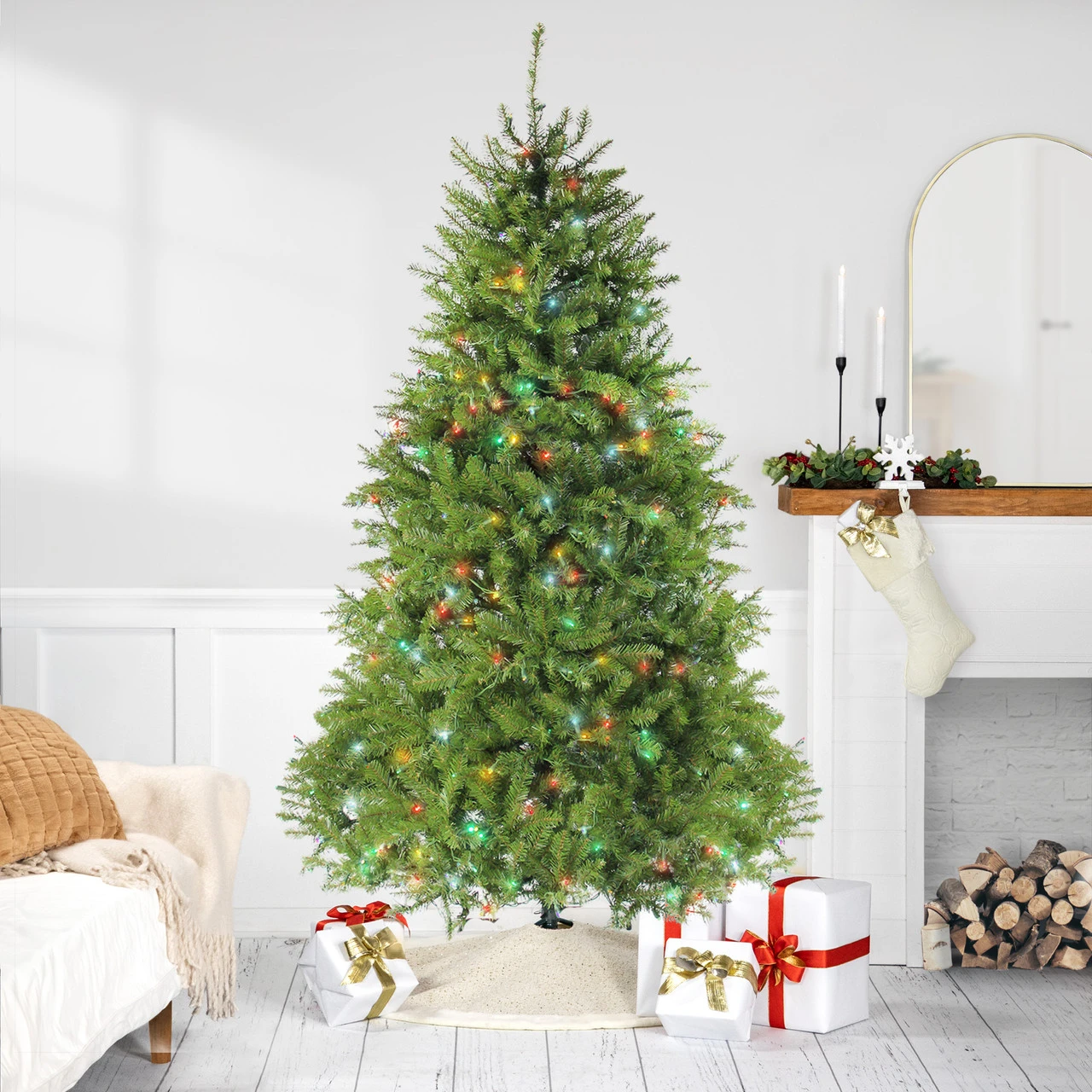 7.5' Pre-Lit Full Northern Pine Artificial Christmas Tree - Multicolor LED Lights 1 7.5' Pre-Lit Full Northern Pine Artificial Christmas Tree - Multicolor LED Lights