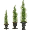 Set Of 3 Potted Sparkling Frosted Spiral Topiary Artificial Christmas Tree 1.5' - Unlit