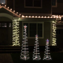 Set Of 3 Lighted Multi-Color Spiral Christmas Trees - 3', 4', And 6' -Xmas Trees Shop ys multitree medium 2 15561.1667528693