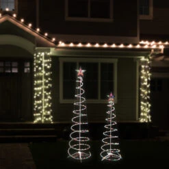 Set Of 2 Lighted Multi-Color Outdoor Spiral Christmas Cone Trees 4', 6' -Xmas Trees Shop ys multitree medium 2 81746.1667573372