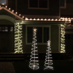 Set Of 2 Lighted Clear Outdoor Spiral Christmas Cone Trees 4', 6' -Xmas Trees Shop ys wwtree large 2 70707.1667530468