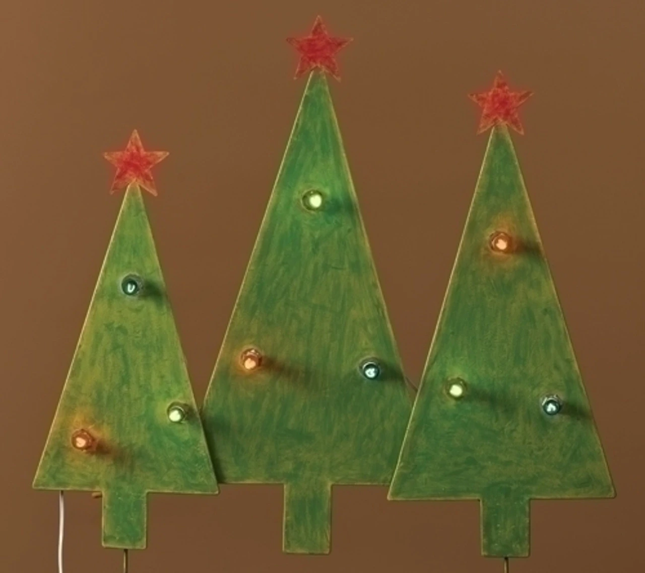 32" Green And Red Lighted Christmas Tree Trio Outdoor Decor 1 32" Green And Red Lighted Christmas Tree Trio Outdoor Decor